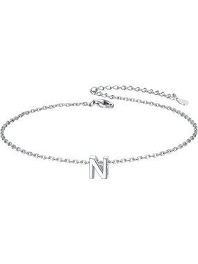 Letter N Initial Bracelet 925 Sterling Silver Letter Bracelet Dainty